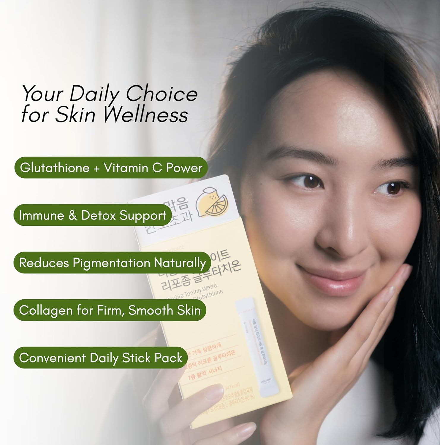 Double Toning White Liposome Glutathione Korean Beauty Supplement – Liposomal L-Glutathione, Vitamin C 500 mg, Vitamin E, Biotin & Fish Collagen 500 mg, Lime-Lemon Flavor – 30 Packets - Image 3