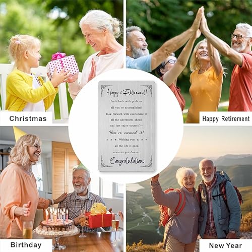 Miniatura 5 de Suoegigs Regalos de feliz jubilación para mujeres u hombres, tarjeta de jubilación grabada con mensaje de significado para él y ella, disfrútalo -