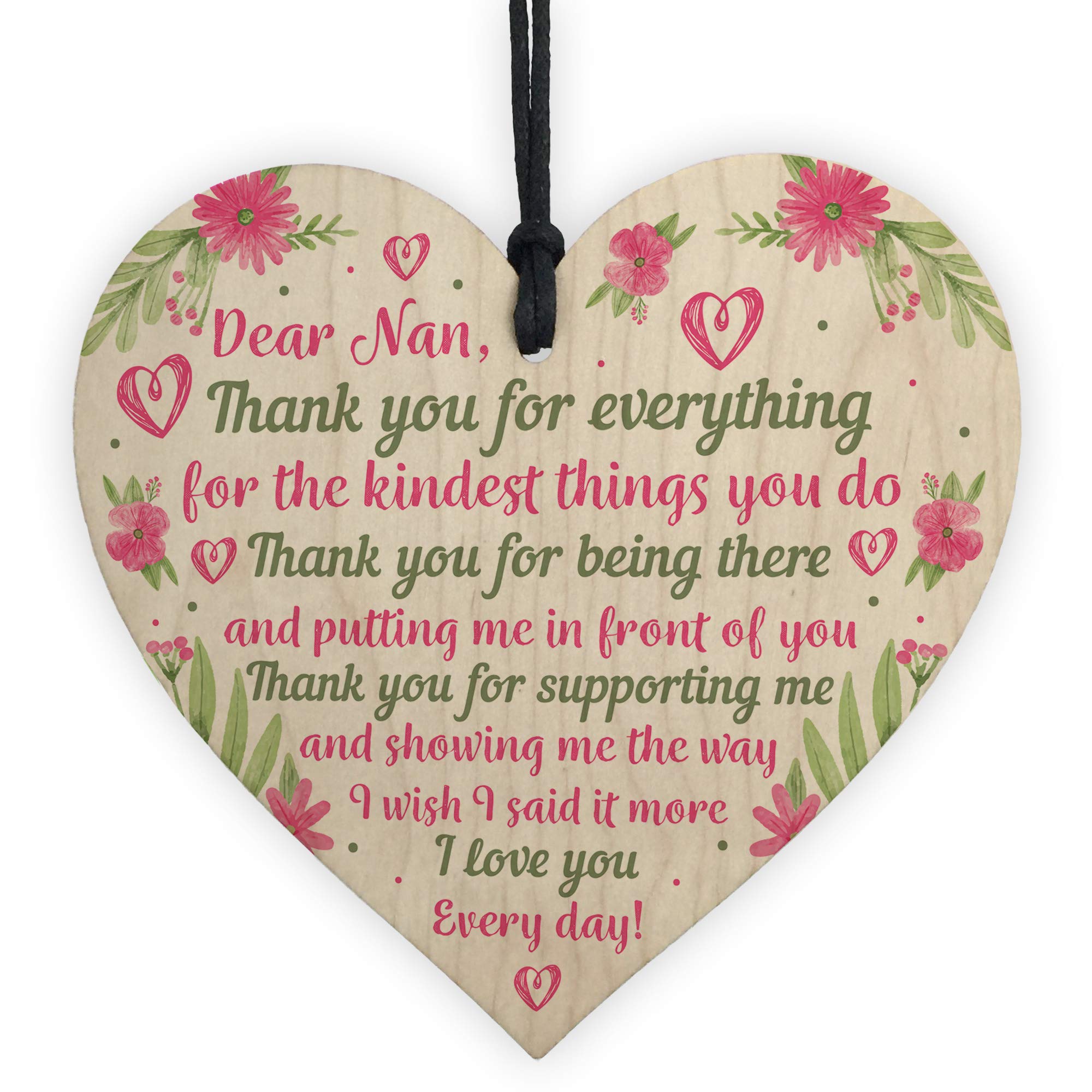 Red Ocean For Mum Nan Wooden Heart Nan Gifts For Grandparents Keepsake Plaque