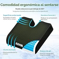 Vista 3 de AUVON Cojín de gel para silla de ruedas, alivia la ciática, la espalda, el coxis, el dolor por presión y úlceras, cojín ergonómico refrescante