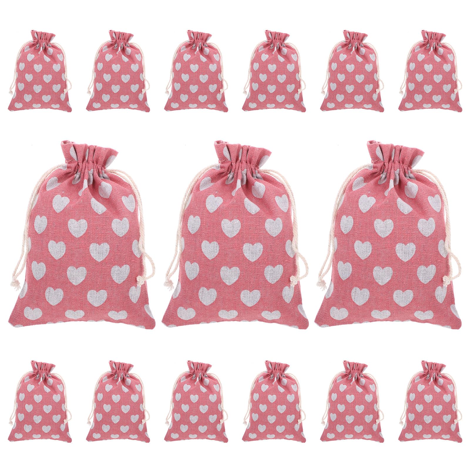 50 Bolsas de tela rosa con cordón para regalos y joyas de diseño romántico