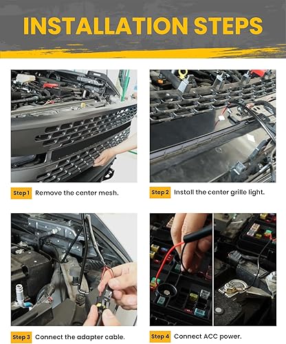 Miniatura 7 de Luz LED de rejilla para Ford Bronco 2021 2022 2023 2024 Kit de lámparas de rejilla de 24 puertas con arnés de cableado de fusible