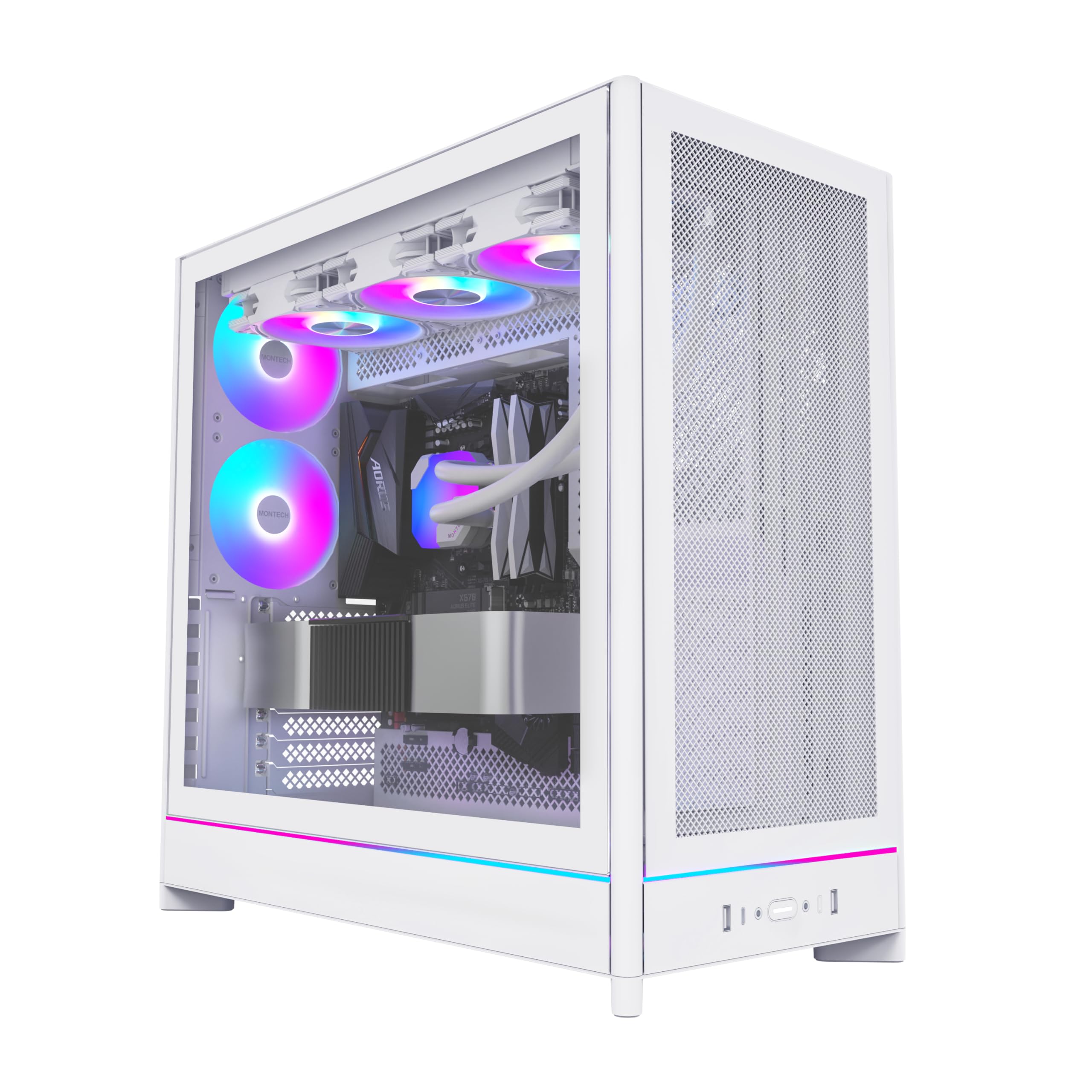 Montech HS01 PC-Geh?use, Midi-Tower, ATX, aRGB, Tempered Glass - wei?