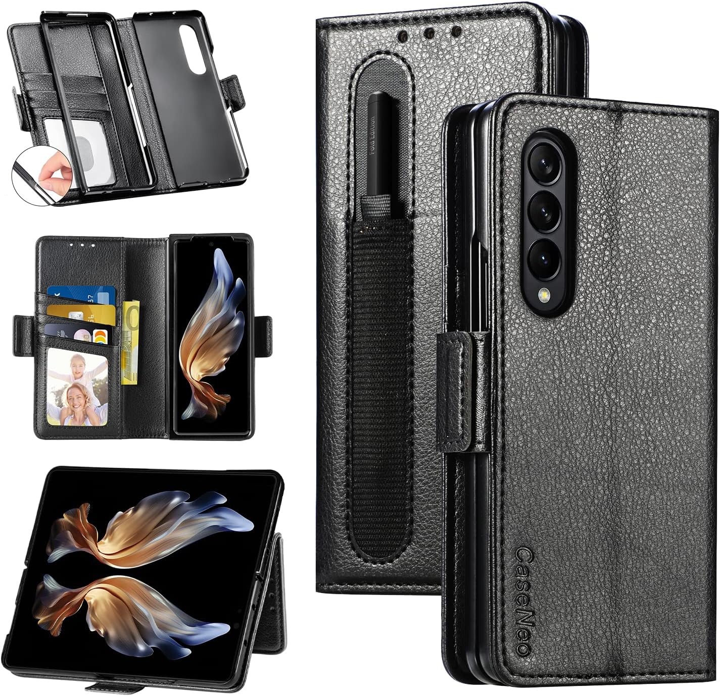 REKALRO for Galaxy Z Fold 4 Wallet Case with S Pen Holder