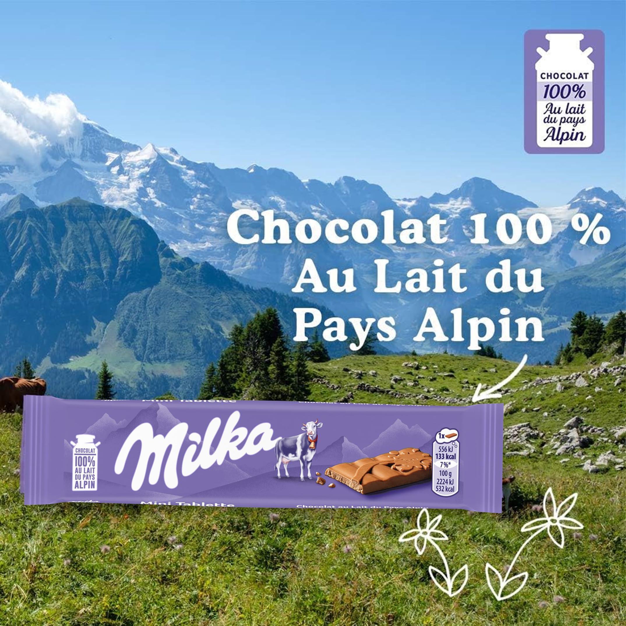 Milka - Mini Tablette Chocolat au Lait du Pays Alpin - 48x25g