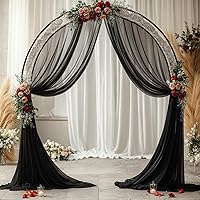 Vista 5 de Tela drapeada para arco de boda, 2 paneles de 18 pies, cortina de telón de fondo transparente negro de gasa para boda, arco, ceremonia, cenefa