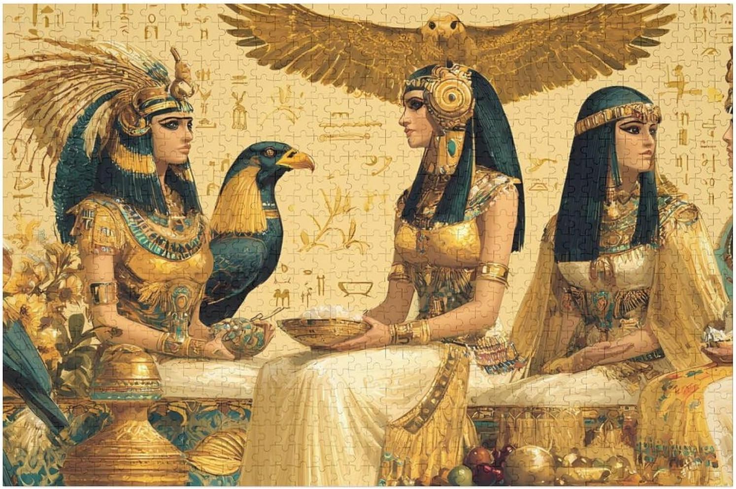 Egyptian Queen Gods of Ancient Egypt Puzzles for Adults 1000 PCS Wooden Jigsaw Puzzle Wall Decor Christmas