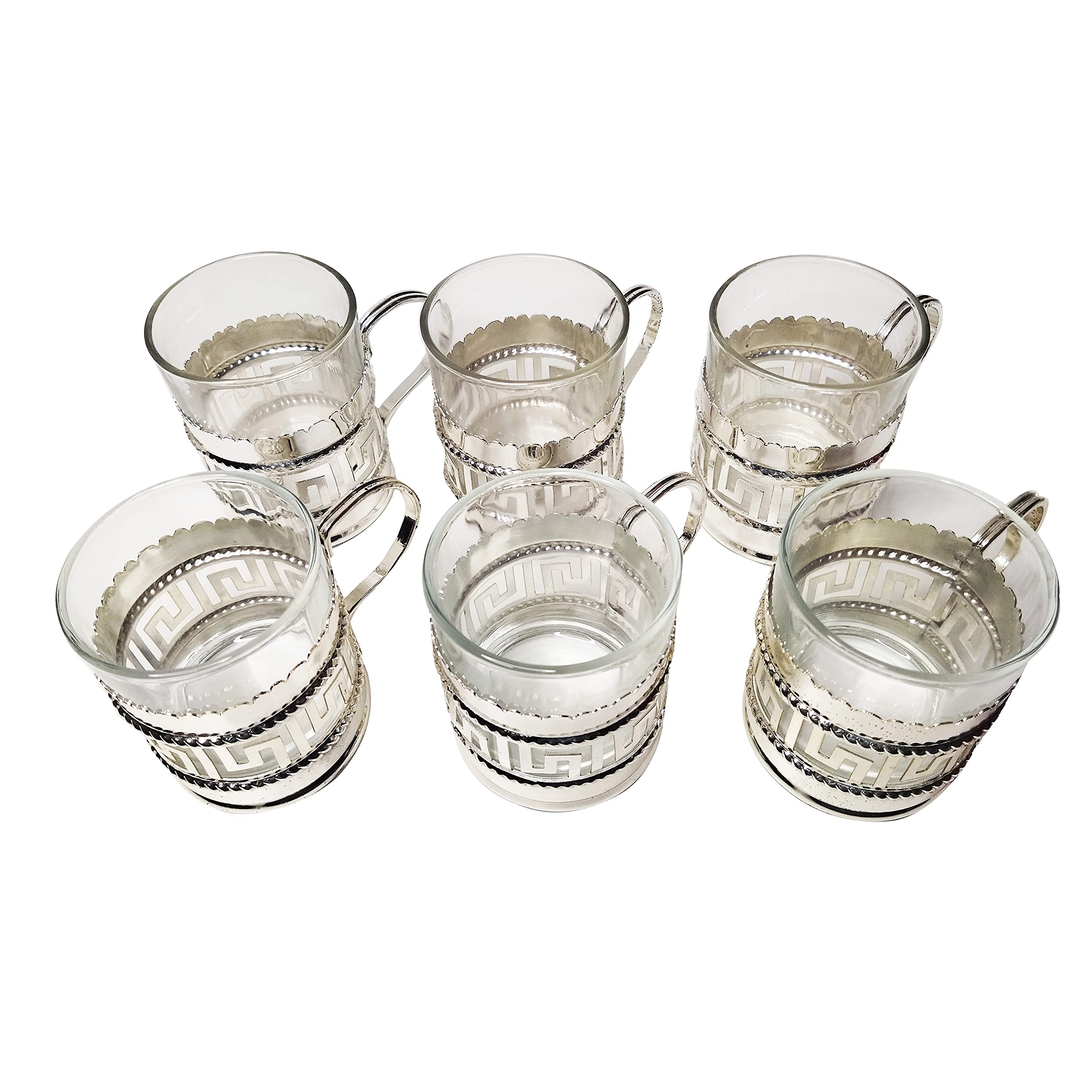 Northland Silver Plated Cup Set of 6 with Silver Plated Tray and Silver Plated Sugar Pot Ideal Gifts for Diwali, Christmas, Birthday 1