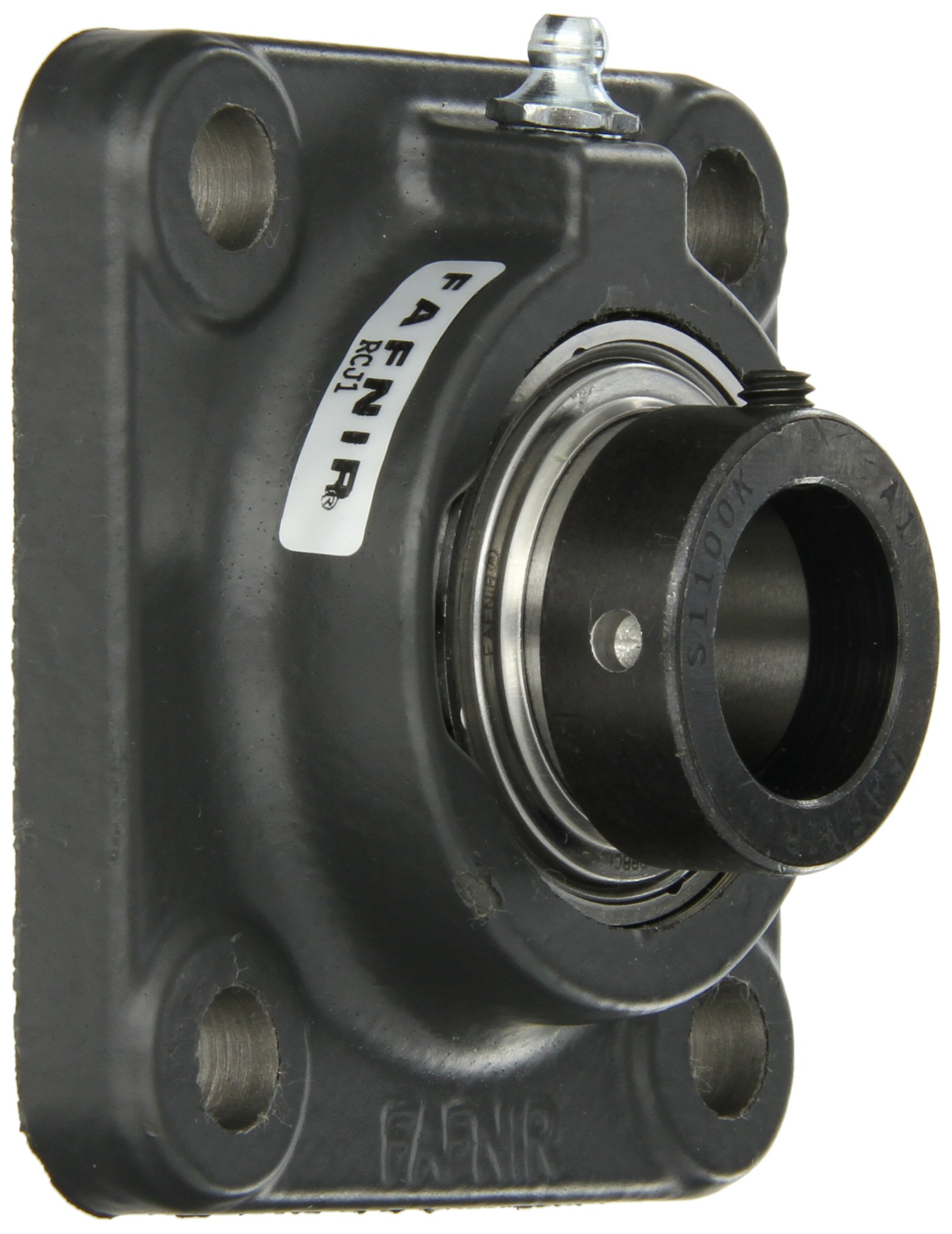Timken RCJ1 Flange Unit, 4 Bolt Holes, Industrial-Duty, Relubricatable, Non-Expansion, Cast Iron, Eccentric Locking Collar, Inch, 1