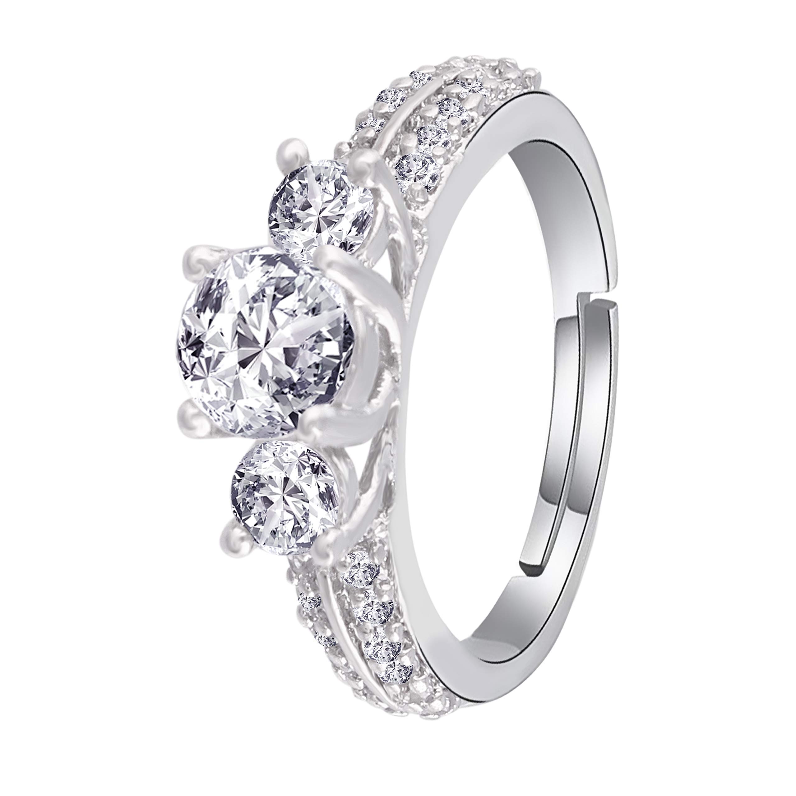 I Jewels Silver Plated Elegant CZ American Diamond Adjustable Finger Ring For Women (FL177W) (B08NX1ZQHC) Amazon Price History, Amazon Price Tracker