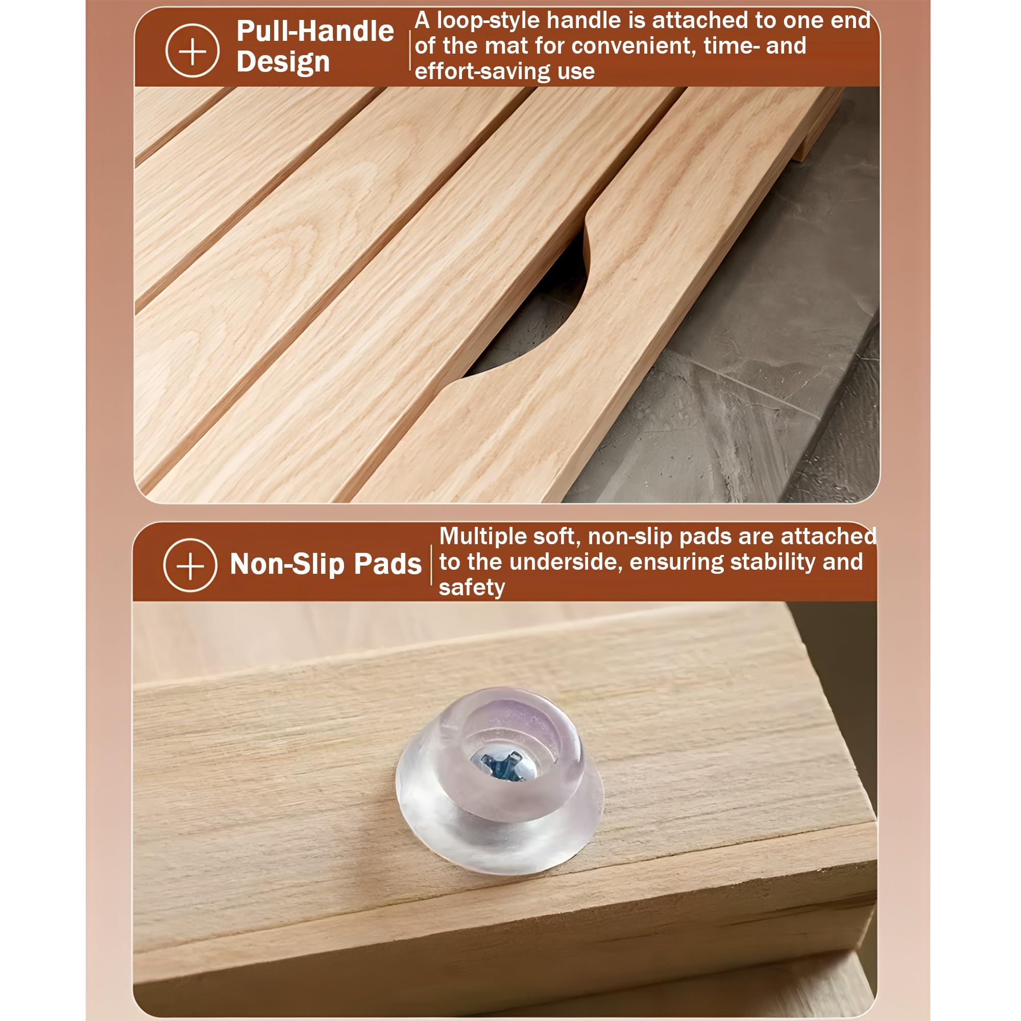 Pedana A Doghe Antiscivolo Per Doccia | Tappetino Per Doccia Impermeabile Con Piedini Antiscivolo E Fori Di Presa, ideale Per Doccia, Sauna(30x50cm/11.8x19.7in)