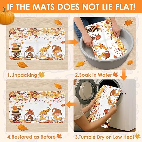 Miniatura 7 de Juego de cortinas de ducha de gnomos de otoño con tapa de inodoro y alfombras antideslizantes, hojas de árbol de arce otoñal, 4 cortinas de ducha