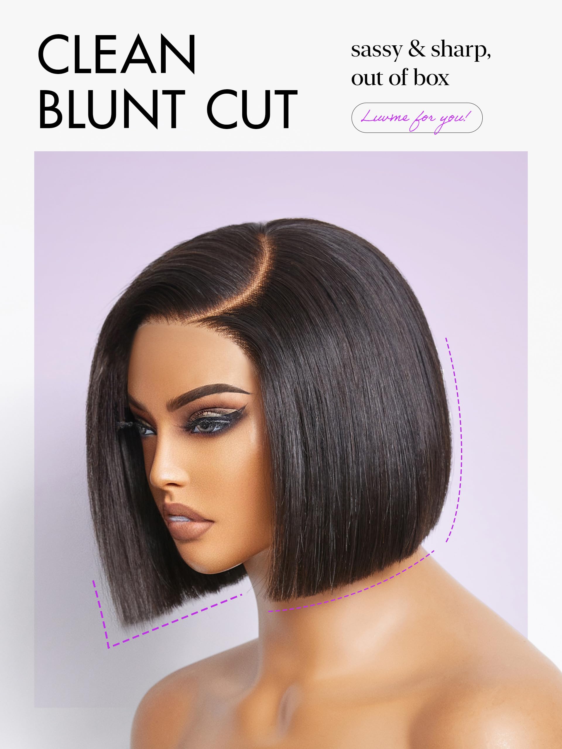 100% human hair short and sassy bob wig Glueless Straight Short Bob Wigs 4×4 13×4 Human Hair Wigs  main image 4