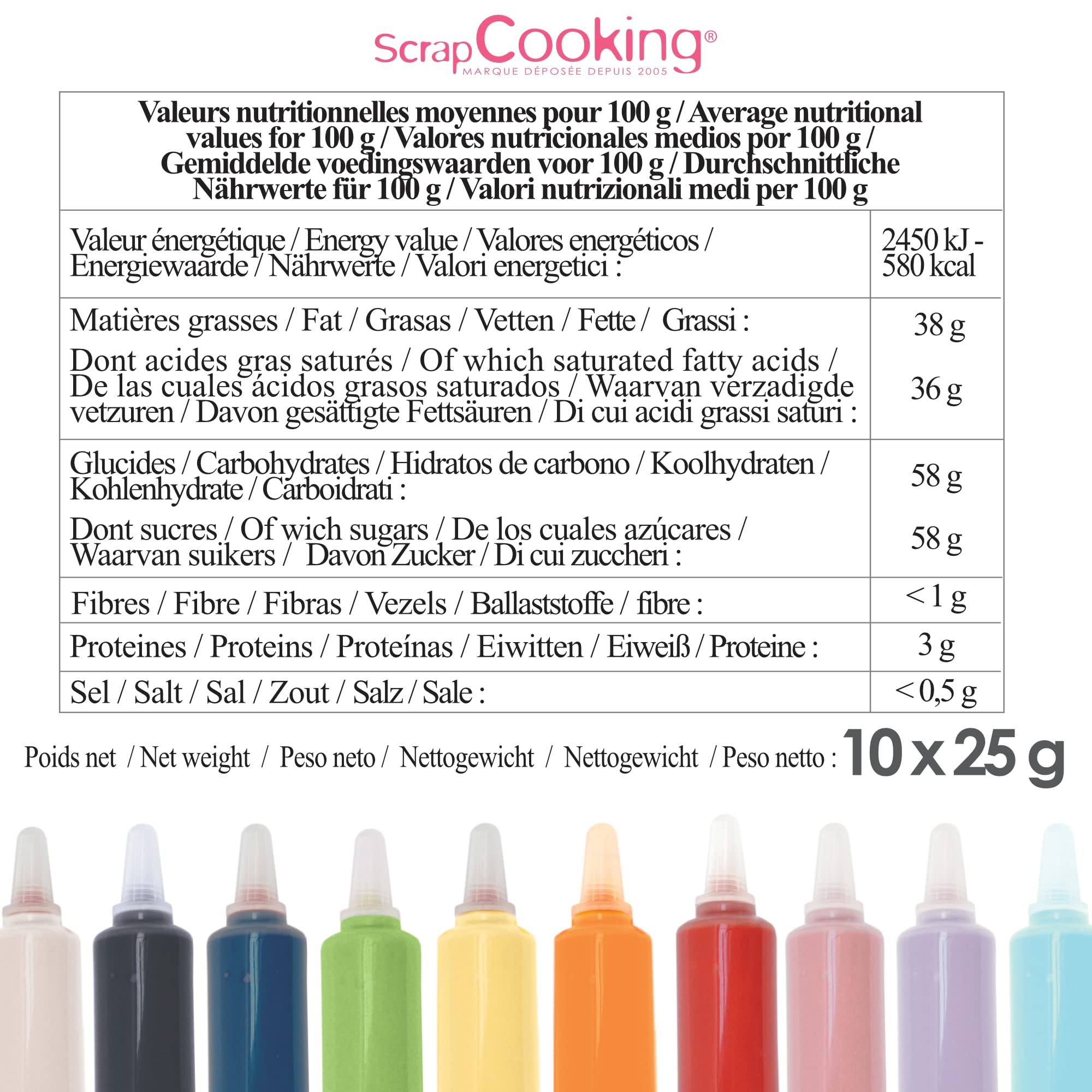 ScrapCooking - 10er-Set Schoko-Stiften - Lebensmittelstifte Schokoladen - Essbarer Dekorativer Zuckerstift - Schreiben und Zeichnen - Beschriftung von Fondant, Glasuren, Torten - 6820