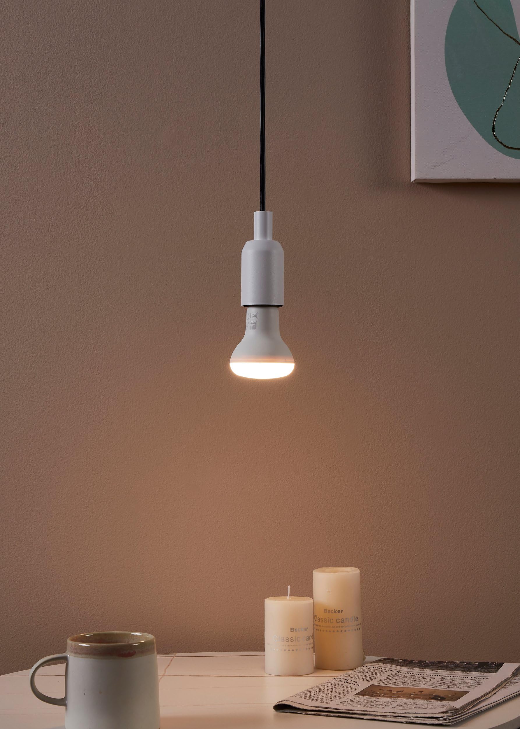Eglo Lampadina LED E27 R63 - 6.5W (Equivalente 41W), 500 Lumen, 3000K Bianco Caldo, Riflettore In Plastica Bianca, Diametro 6.3cm - 3