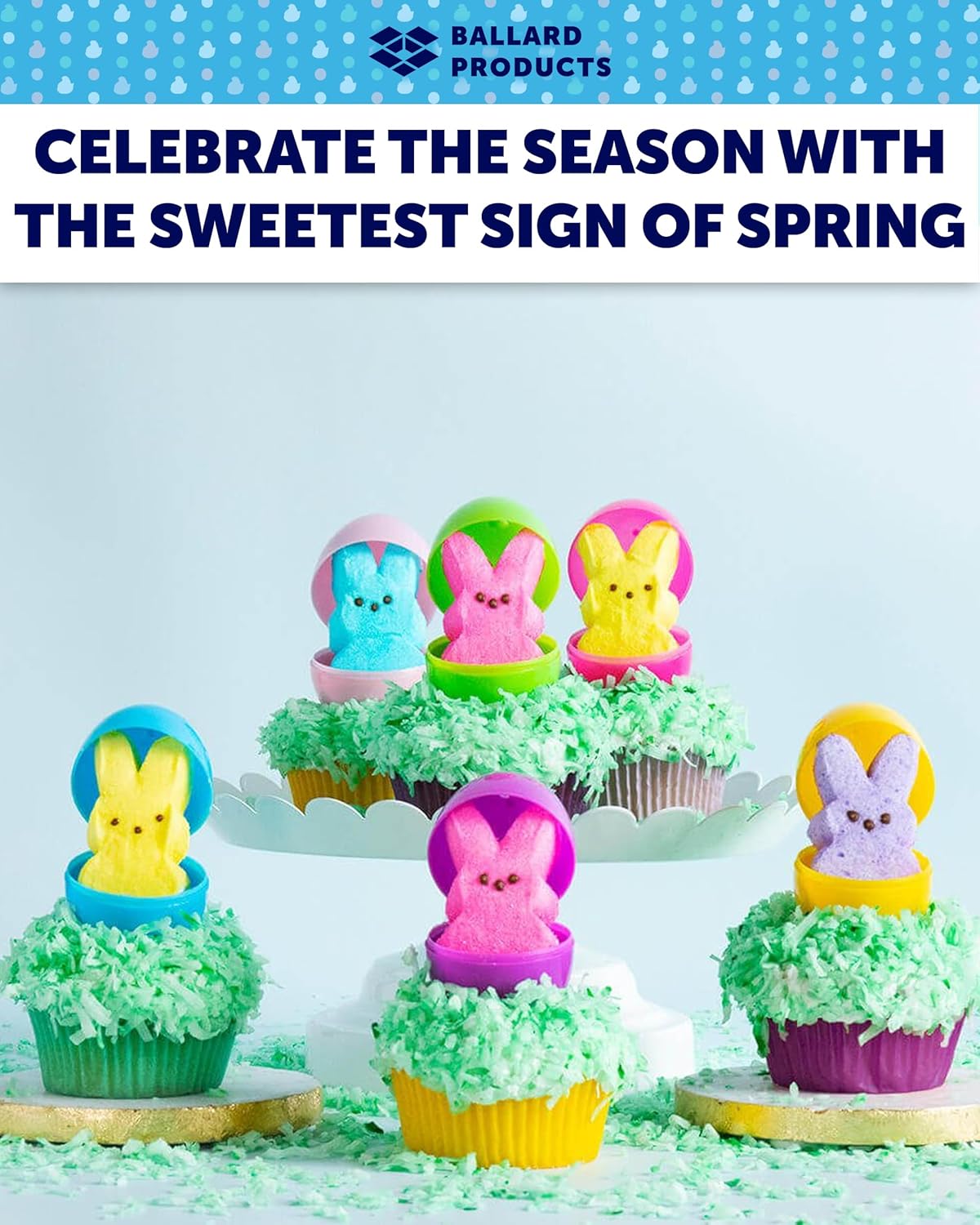 Peeps Marshmallow Candy Bunnies Variety Pack - 8 Packs of 8 Marshmallows Each - Blue, Yellow, Pink, and Lavender Marshmallow Peeps - Bundle with Ballard Products Moist Towelette