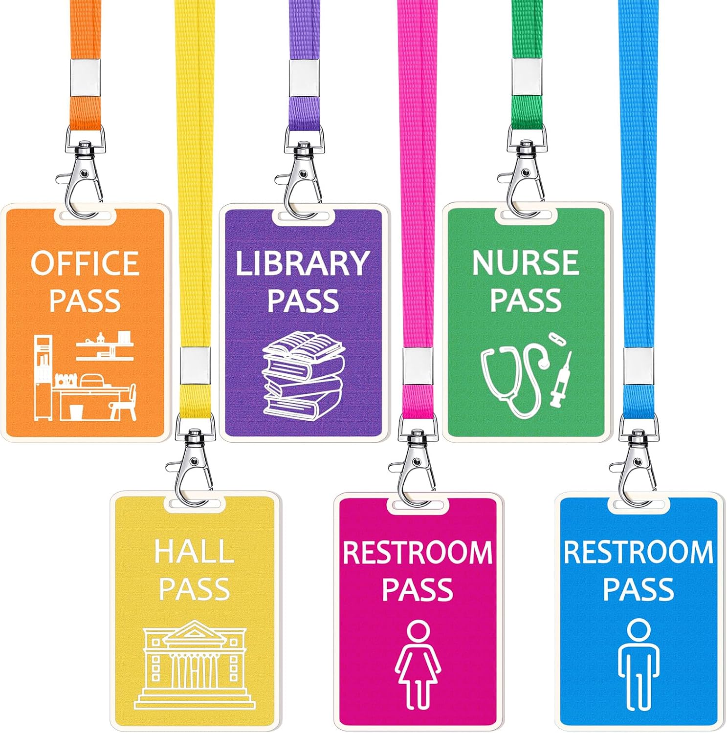 Amazon.com: Sabary 6 Sets Hall Pass Lanyards and School Passes Set ...
