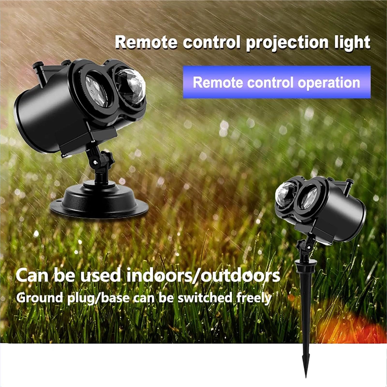 Proiettore di Luci Nevicate, Proiettore di Luci Natalizie con Telecomando, 10 Onde d'Acqua E 16 Effetti HD, Base con Rotazione a 360° E Design Resistente all'Acqua IP44, per Decorazioni Natalizie