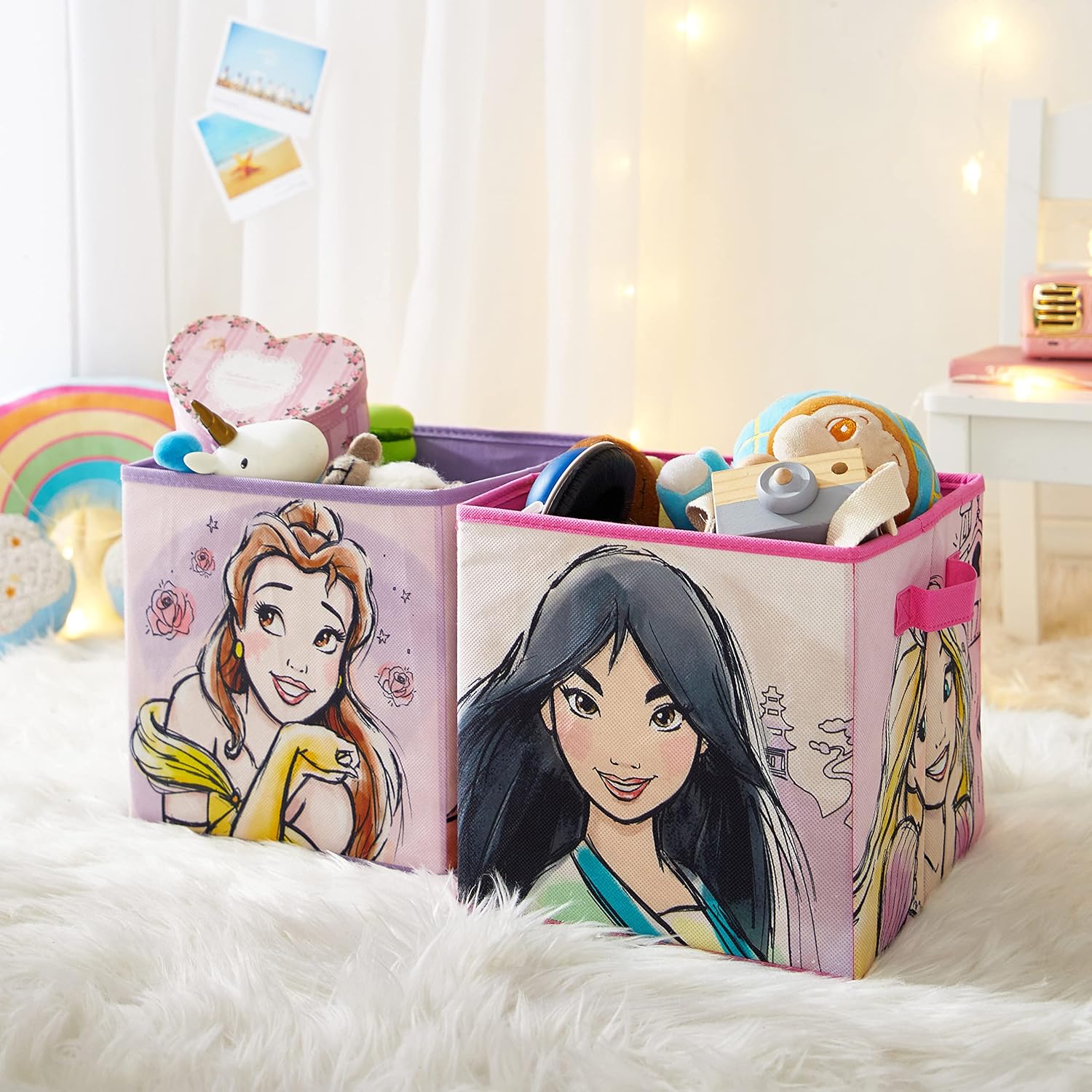 Disney Princess Collapsible Storage Cubes, Set of 2, 10"x10"