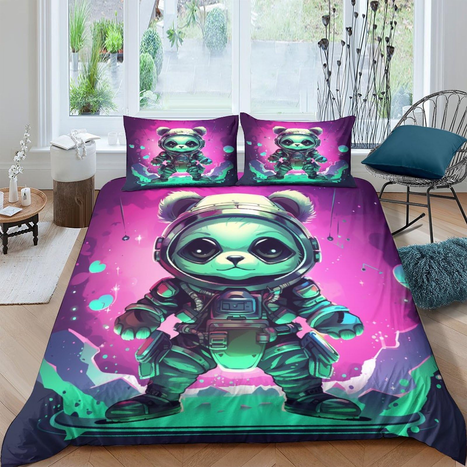Housse de couette panda 3D hypoallergénique pour une chambre d'enfant saine