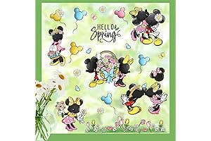 Disney Easter Window Clings: 112PCS Hello Spring Cartoon Mouse Window Clings