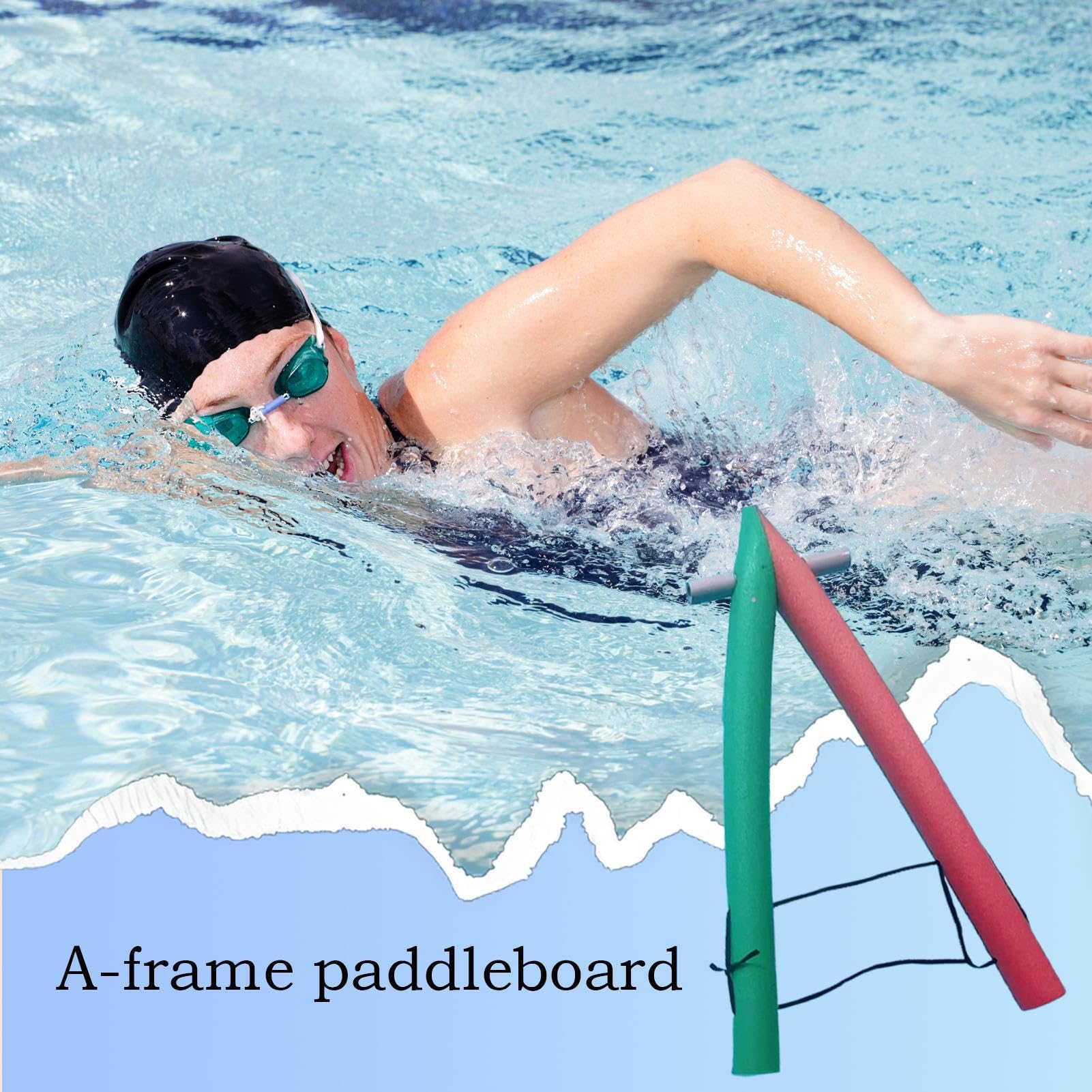Pool Noodles para Adultos Flotación portátil de Alta Visibilidad | Fideos Espuma en Forma A de Natación Para niños, hombres, mujeres, familia, exteriores, verano, viajes, río,