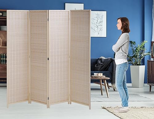 Miniatura 2 de Divisor de habitación de bambú, divisor de sala de estar, pantalla de privacidad, divisor de habitación plegable de 4 paneles para varias ocasiones,