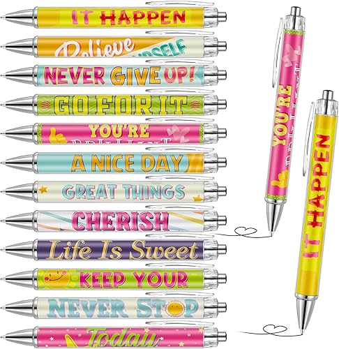 Miniatura 1 de Pasimy 24 bolígrafos inspiradores motivacionales para fines de año, con frases positivas, regalos de agradecimiento para mujeres, hombres, oficina,