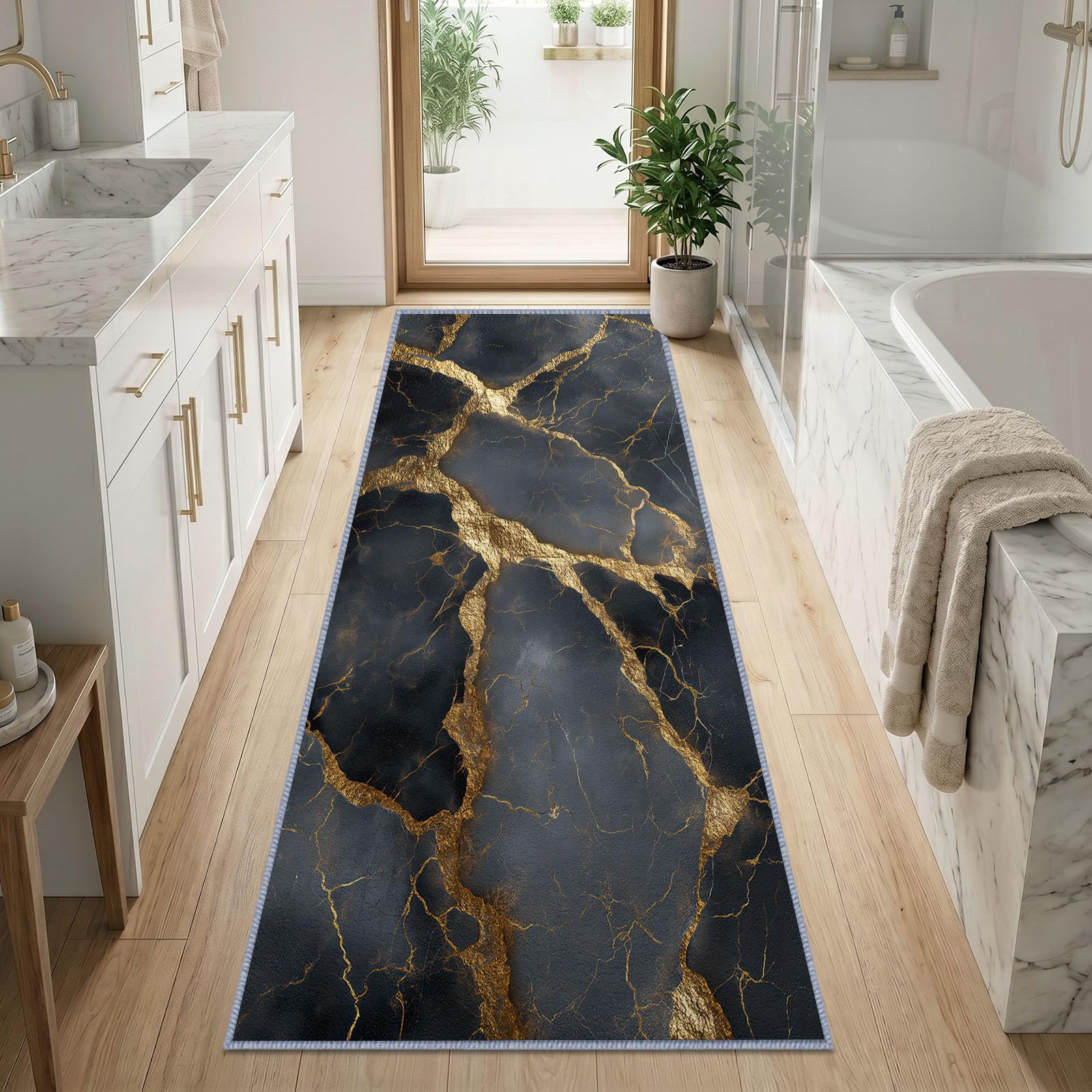 Alfombra de pasillo moderna y abstracta con reverso antideslizante, 60 x
