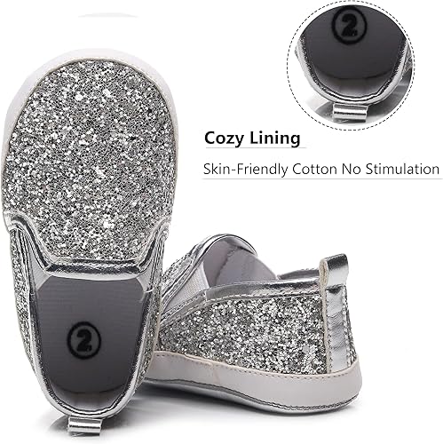 Miniatura 4 de HONGTEYA Zapatos de bebé para bebés, niños y niñas, zapatos de cuna para bebés, mocasines para niños pequeños