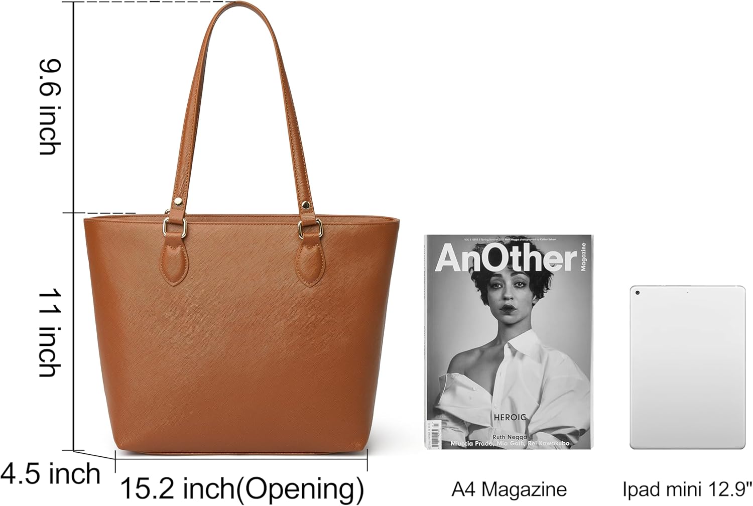 Large Tote Bags for Women, PU Leather Shoulder Satchel Purse and Handbags for Work, College, Travel - Image 6