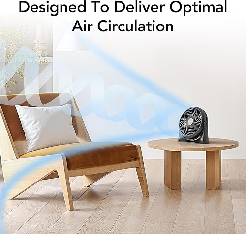 Miniatura 2 de Comfort Zone Ventilador circulador de aire de mesa de alta velocidad de 11 pulgadas, ventilador personal silencioso con 3 velocidades e inclinación