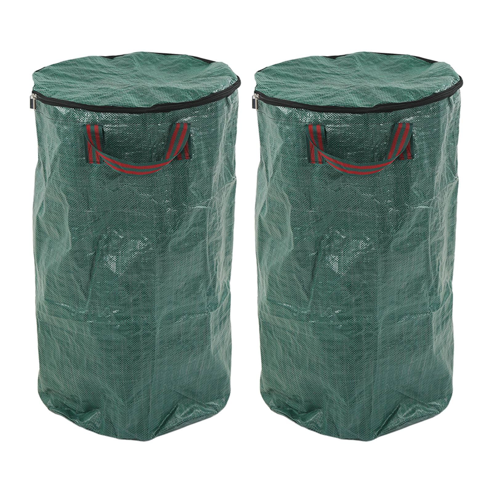 2 szt. Worki na śmieci ogrodowe Zielony worek do zbierania liści wielokrotnego użytku, odporny na ciepło, z uchwytem (272L/72Gal 67x76cm /26.4x29.9in)
