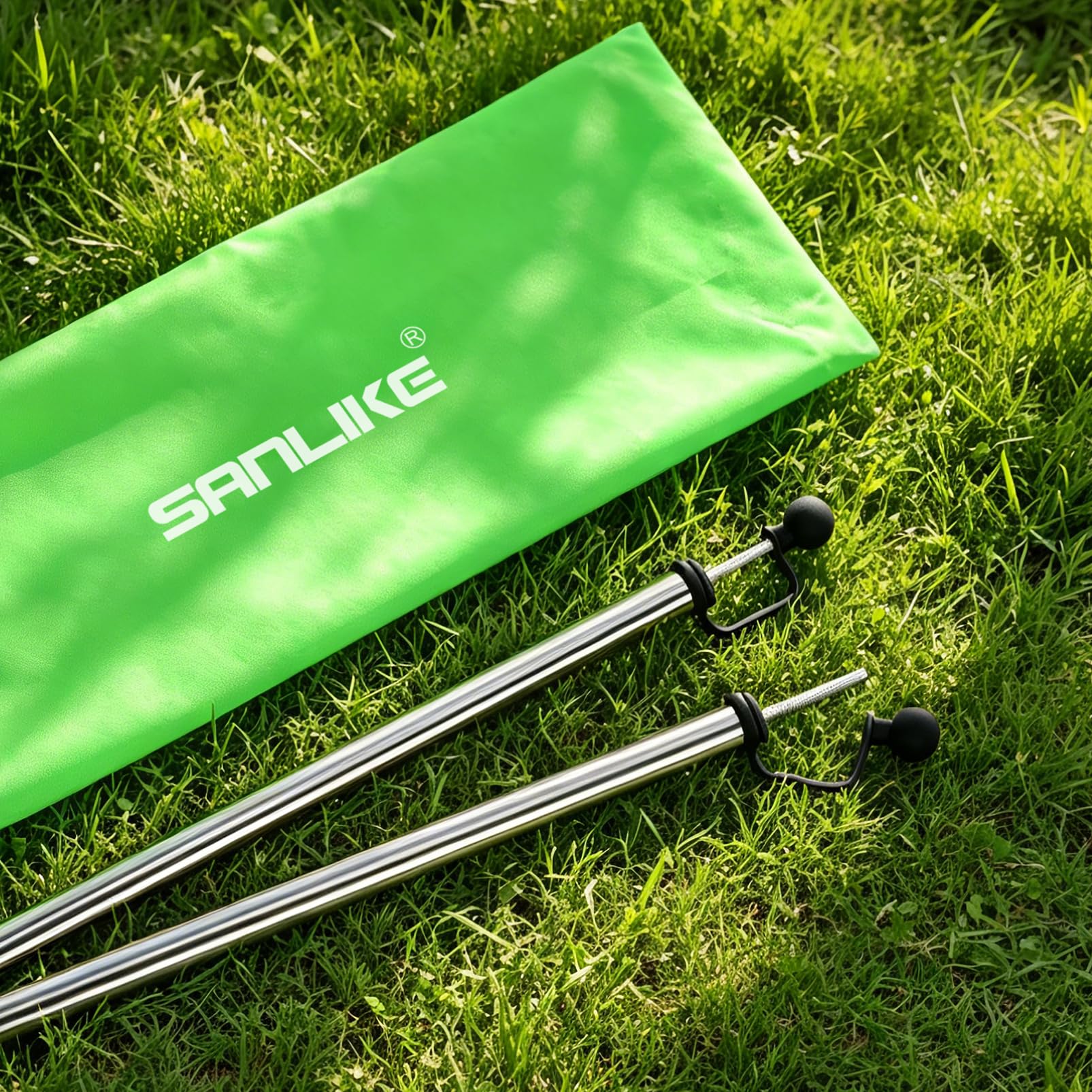SAN LIKE Arceaux de Tente de Camping en Acier Inoxydable, Poteaux Mâts Barre Tige de Tente Camping, Poteaux Télescopiques Réglables pour Auvent de Tente pour Protection du Toit Contre Pluie