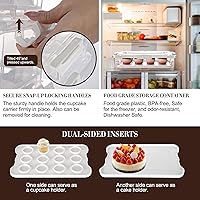 Vista 3 de ARC - Porta cupcakes de 3 niveles (blanco) – Soporte para cupcakes y contenedor de transporte de pasteles con capacidad para hasta 36 cupcakes o 3