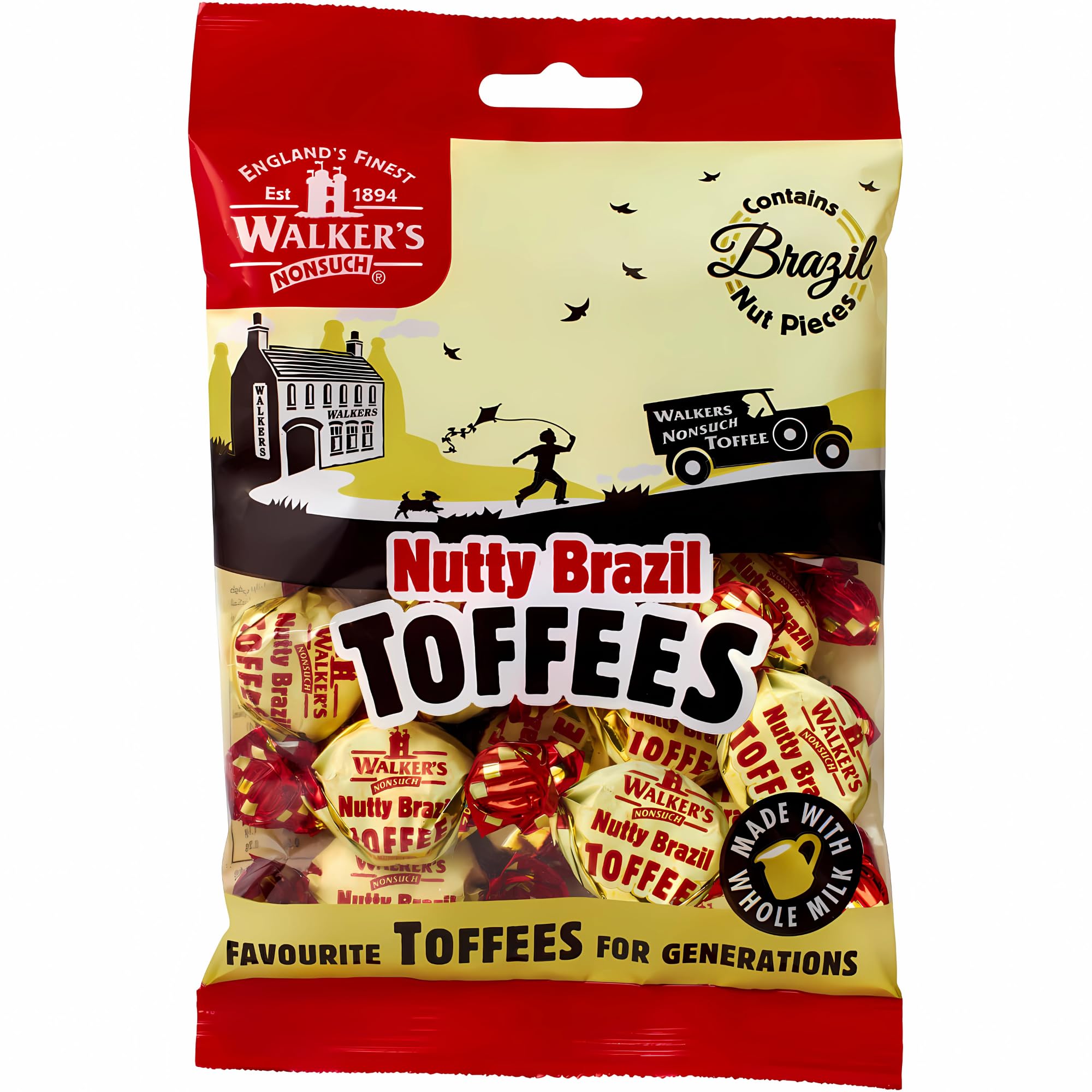 Walkers Nonsuch White Nutty Brazil Toffees 150G