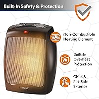 Vista 4 de Lasko CD09250 Calentador de cerámica con termostato ajustable para mesa o debajo del escritorio, 9 pulgadas de alto, negro