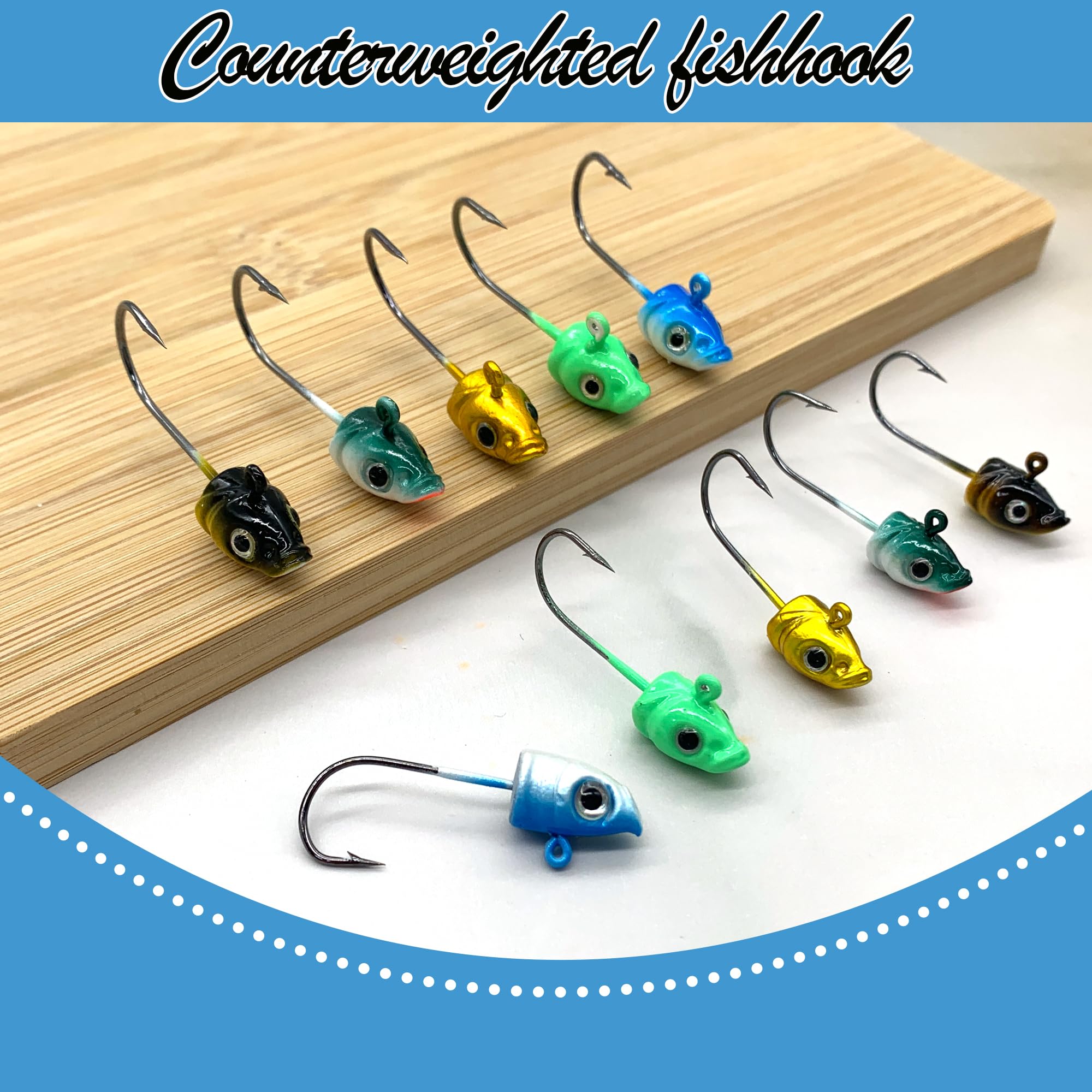 DHER Confezione da 10 esche da pesca con testa di piombo,Set di ami da pesca Ami Piombati da Pesca Teste Piombate Spinning,5g g testa di pesce testa di piombo, pesca Jig 3D Eye Fishing Hooks