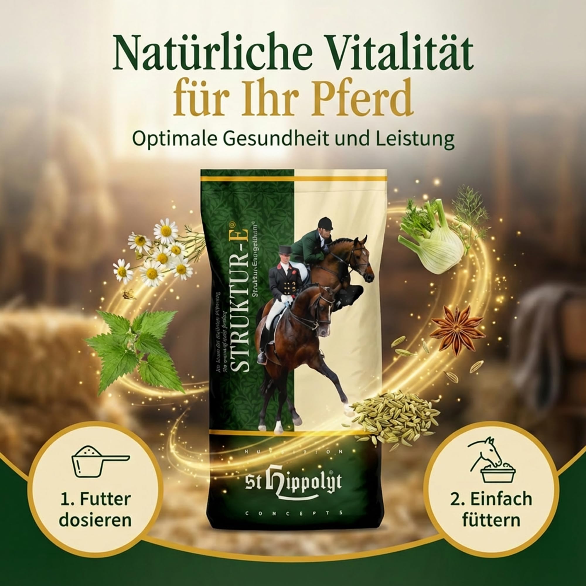 St. Hippolyt Struktur Energetikum 20 kg – Kräuterreiches Futterkonzentrat für natürliche Vitalität + 2 x 1 kg Belohnungs-Lobs