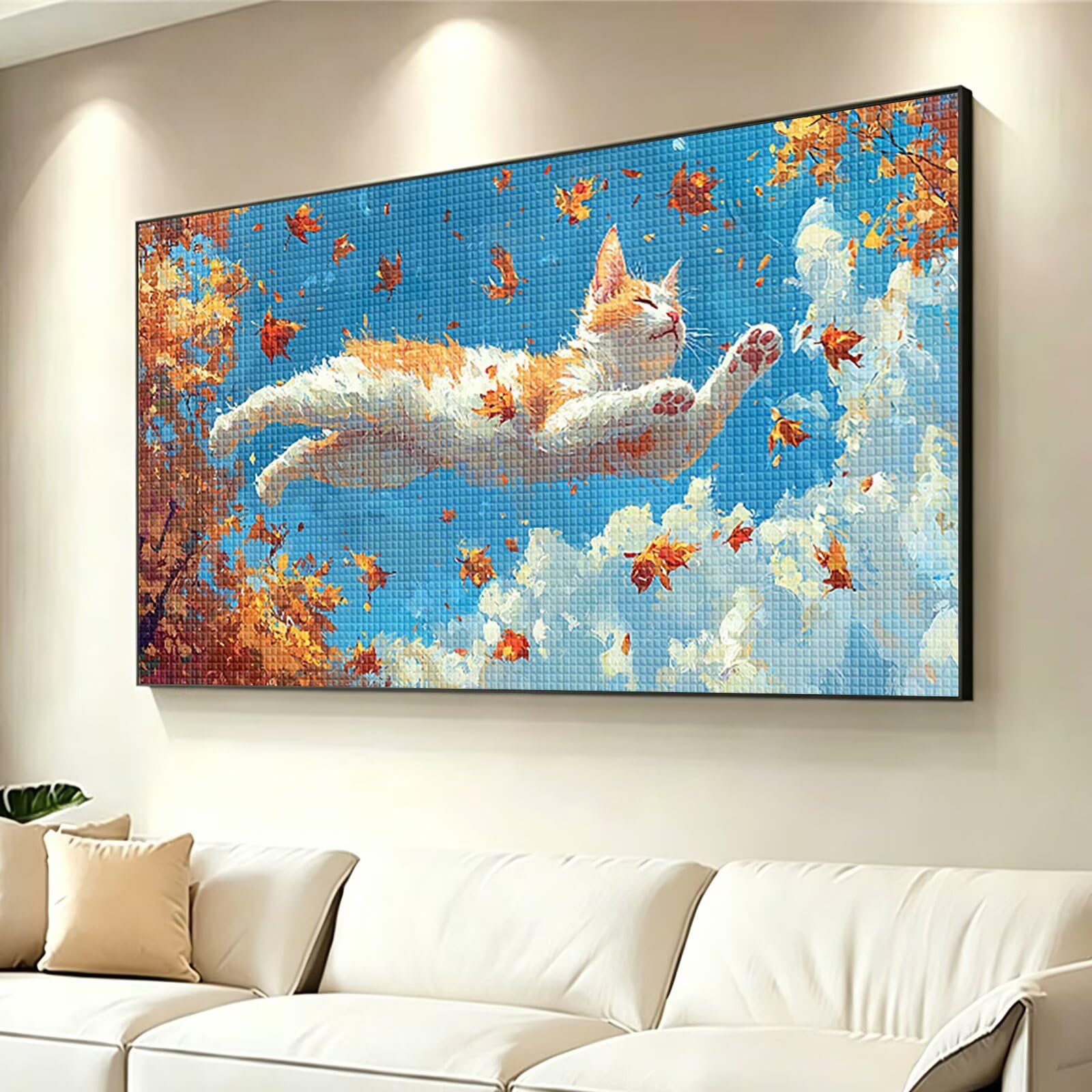 Diamond Painting Grande 180x90cm Gato Diamond Painting Adultos, DIY Animal Pintura de Diamante Manualidades Adultos, 5D Cuadrado Rhinestone Bordado Punto de Cruz para Home Decoration Regalo 0J-285