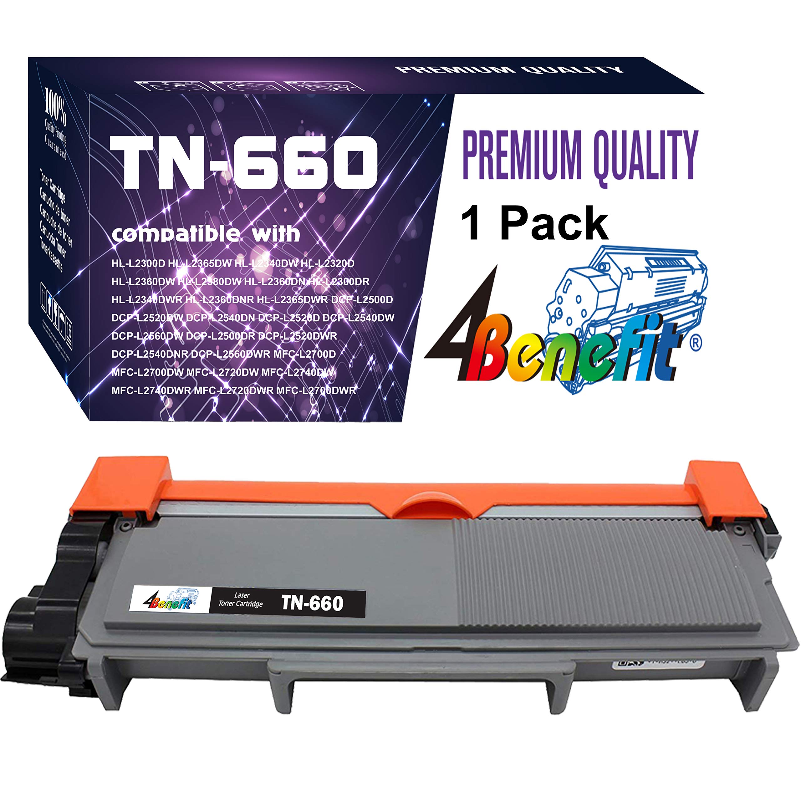 (Single Pack) 4Benefit (1xBlack) Compatible TN-660 Toner Cartridge | High Yield, 1 Pack | Used for HL-L2300D DCP-L2520DW DCP-L2540DW HL-L2360DW HL-L2320D HL-L2380DW MFC-L2707DW Printer