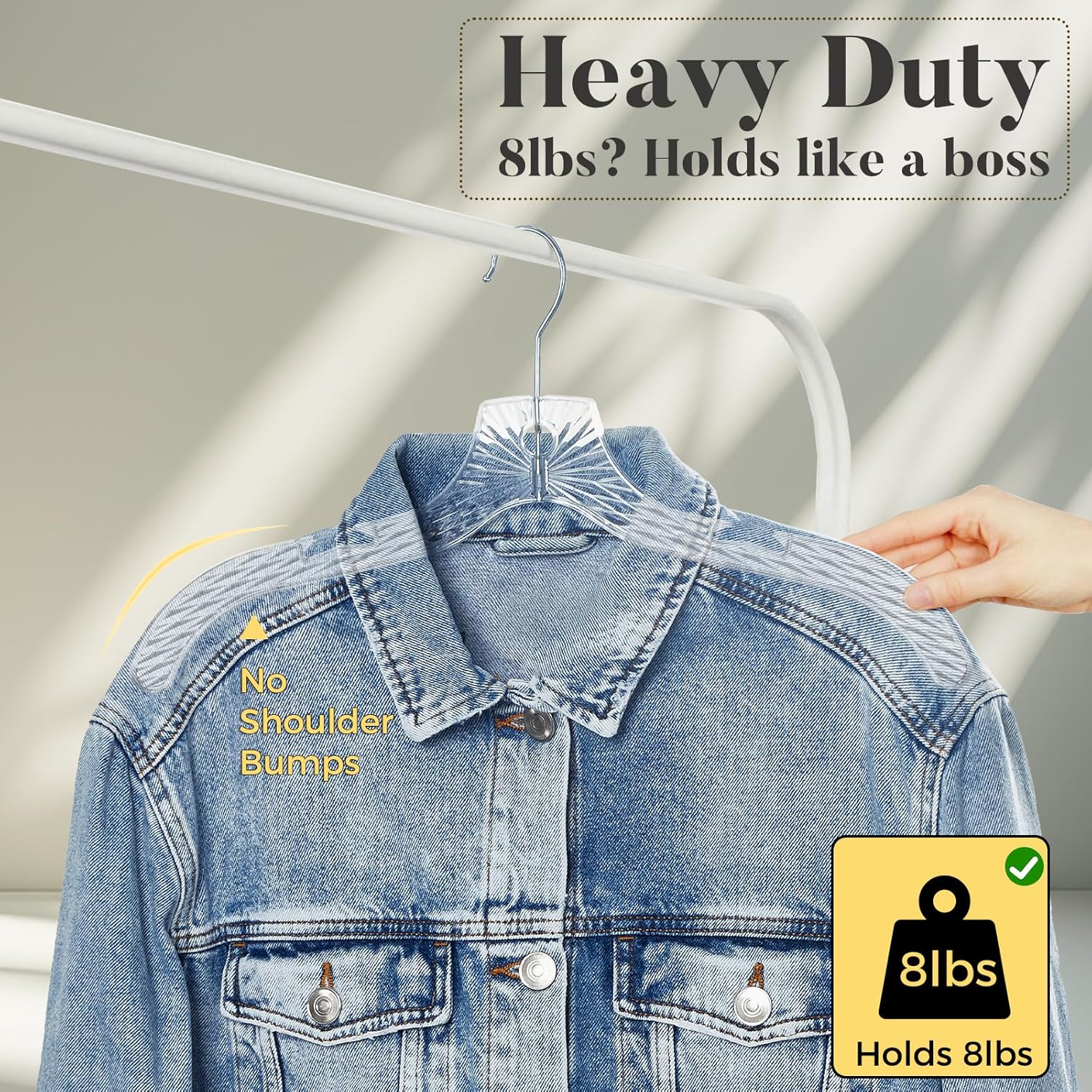 HOUSE DAY Clear Plastic Hangers 12 Pack, Durable Crystal Hangers for Clothes, Light Weight Plastic Dress Hanger for Women, Versatile 16.7‘’ Hanger for Closet and Retail Use, with 360° Swivel Hook - Image 5