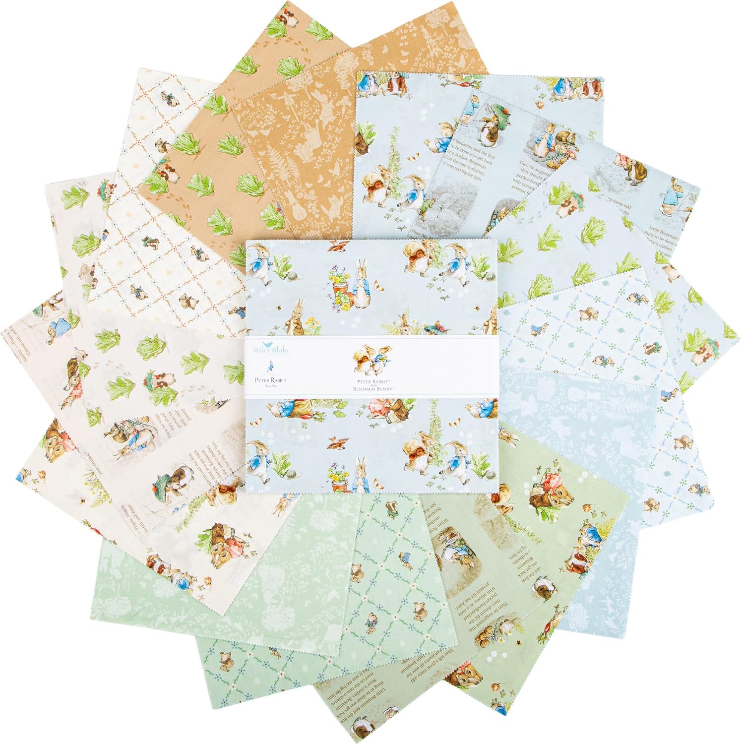 Peter Rabbit and Benjamin Bunny 10" Stacker 42 10-inch Squares Layer Cake Riley Blake 10-17250-42
