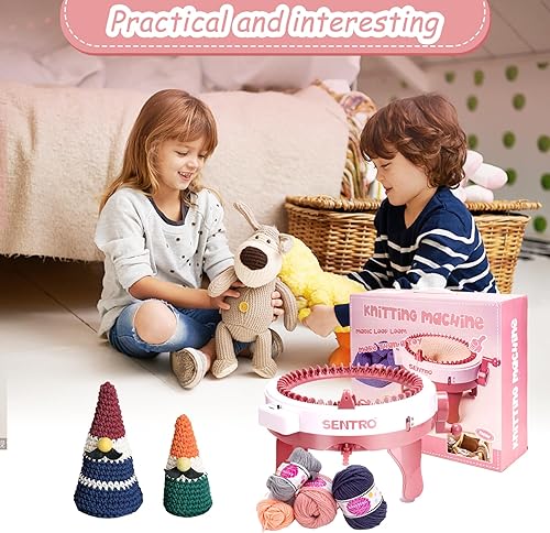 Miniatura 2 de YIMORIA SENTRO - Máquina de tejer de 48 agujas con contador de filas, máquinas de tejer inteligentes rotativas para adultos y niños, calcetines de