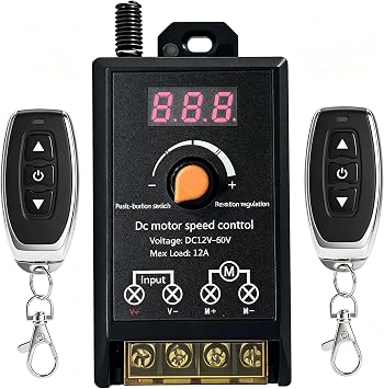 DC 12A 12V-60V Motor Speed Controller,2 Remote Controls,for Motors,LED,Fan