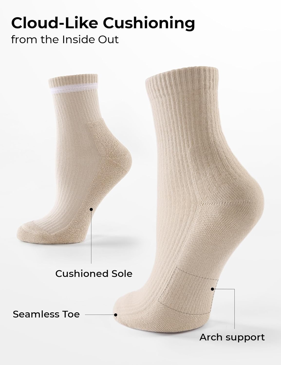 CS CELERSPORT Womens Mini Crew Ankle Socks Cotton Cushioned Running Athletic Causal Socks Soft for Women and Men 5 Pack - Image 5