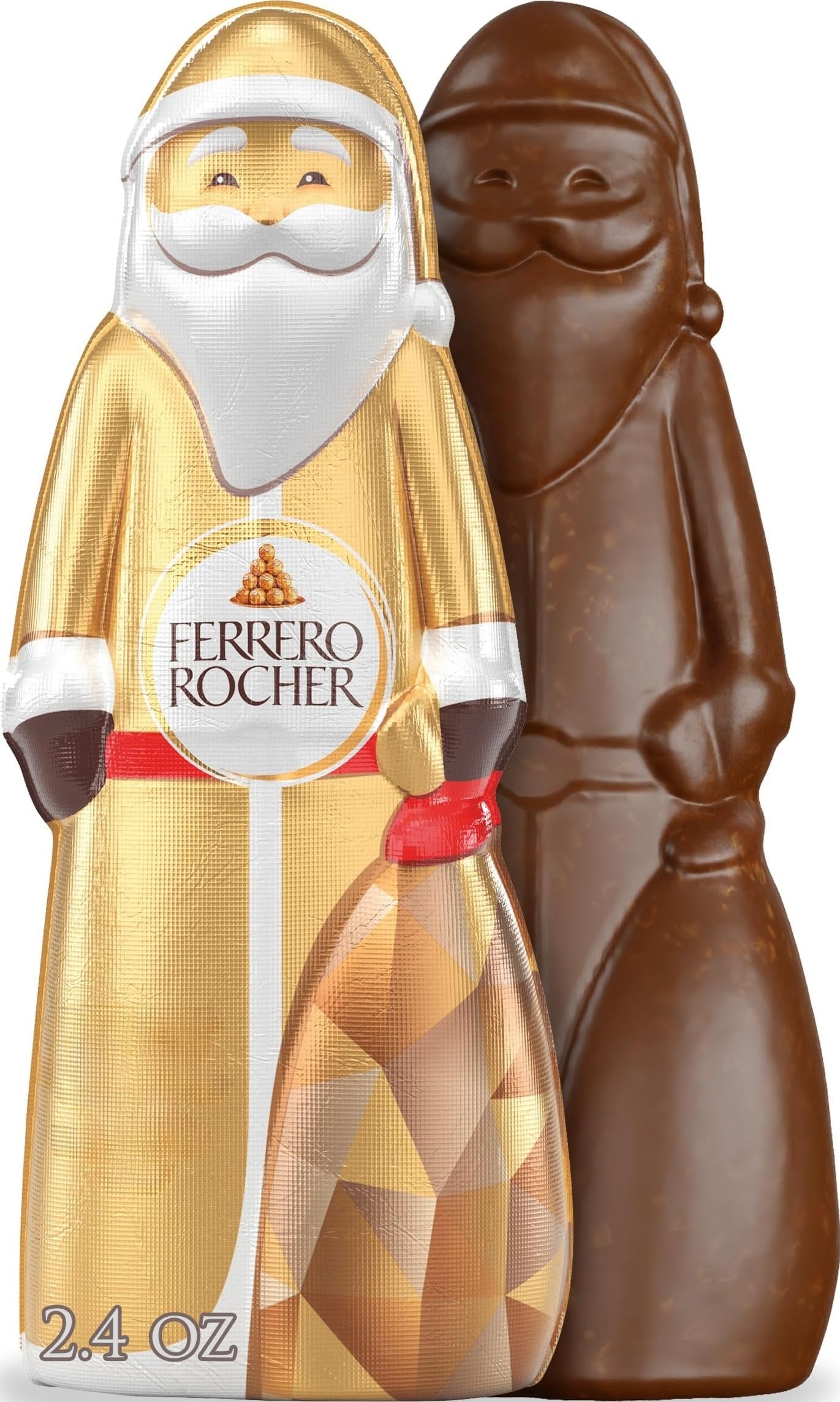 Photo 1 of ++2 Ferrero Rocher, Milk Chocolate Hazelnut Hollow Santa Christmas Candy Individually Wrapped, Holiday Gift, 2.4 oz