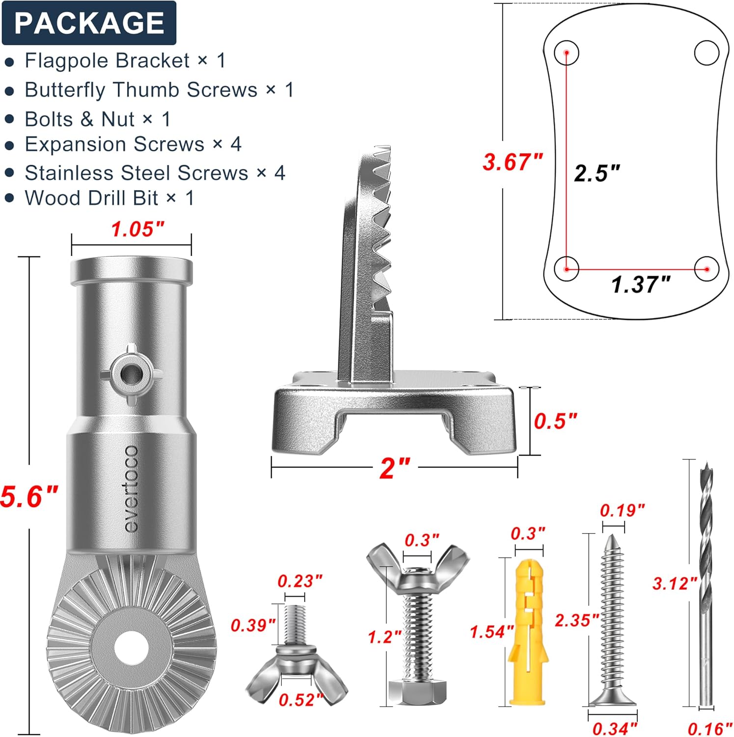 Heavy Duty T304 Stainless Steel Flag Pole Bracket - 180° Adjustable Flag Pole Holder for House with Two Installation Methods, Flag Holder for 1" Inner Diameter Pole, Wind Resistant &Rust Free - Image 6