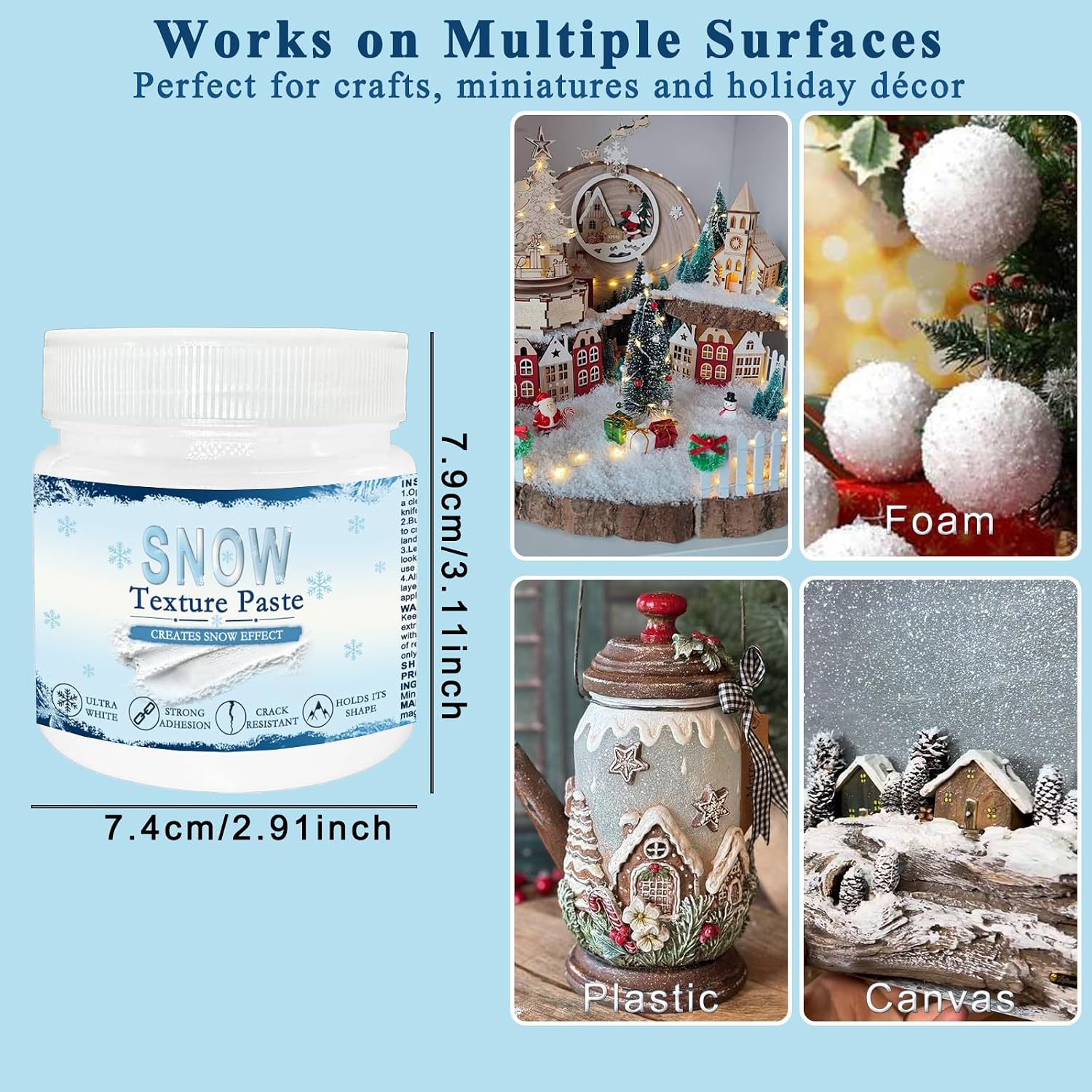 Instant Snow Texture Paint,Transparent Modeling Paste,Christmas Craft Decor