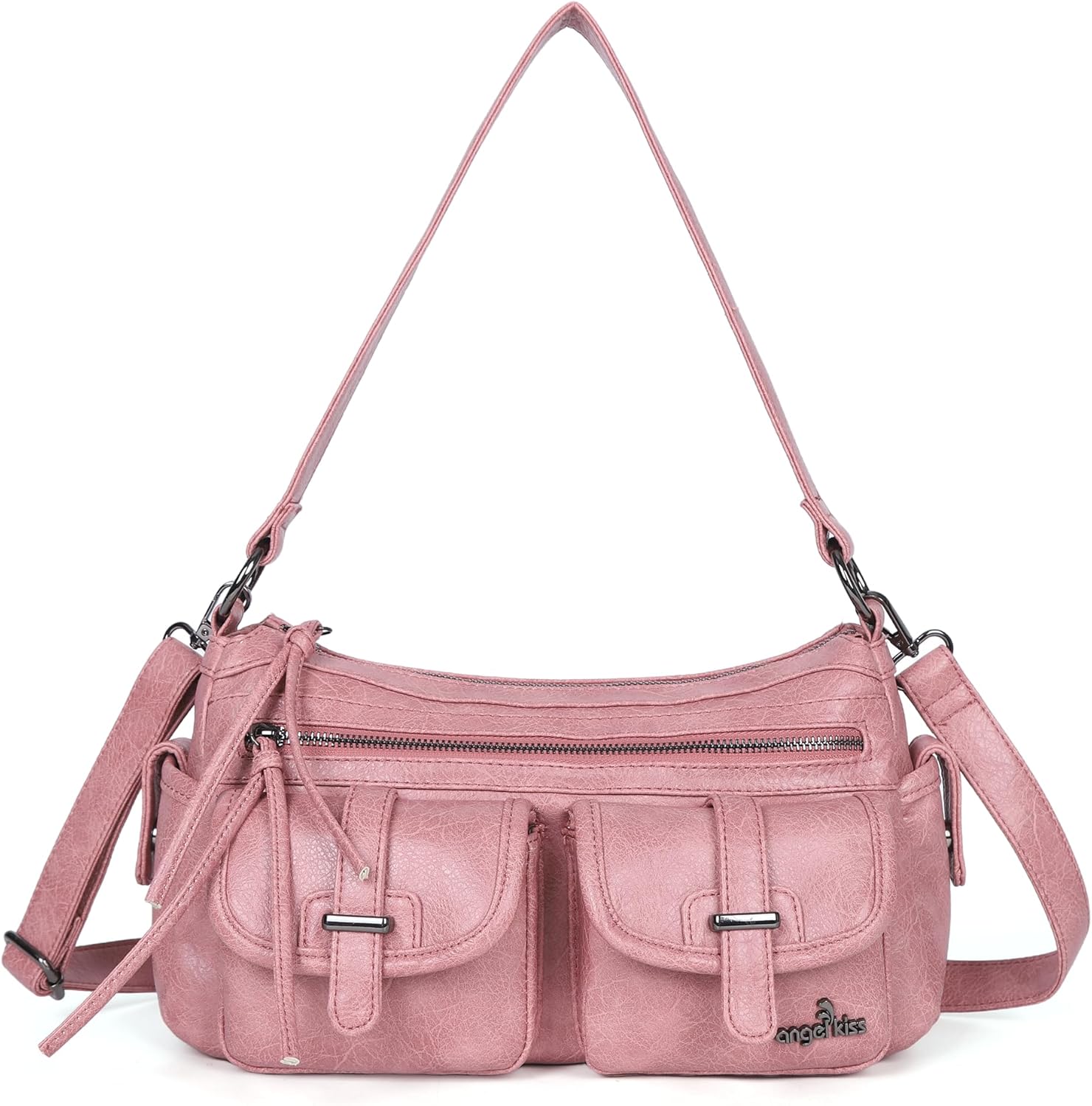 Angel Kiss Hobo Purses for Women Crossbody Shoulder Bag Ladies Multi Pocket Handbags with Adjustable Shoulder Strap